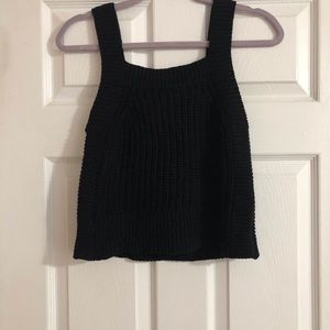 Aritzia Wilfred Black Caumont Knit Top with Linen
